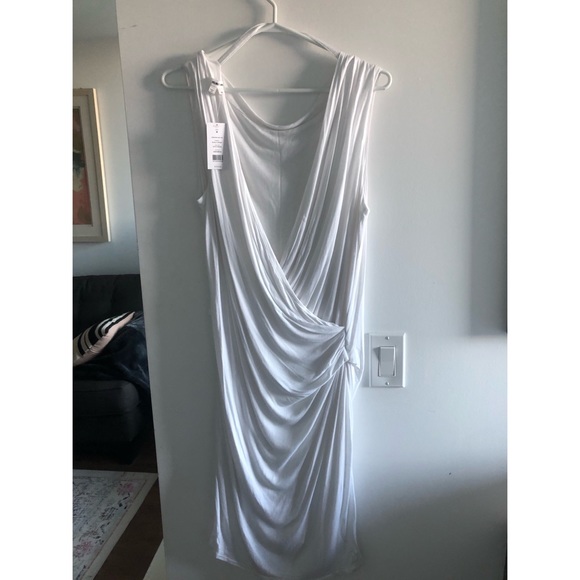 Helmut Lang White Crossover Draped Dress NWT - Picture 4 of 5